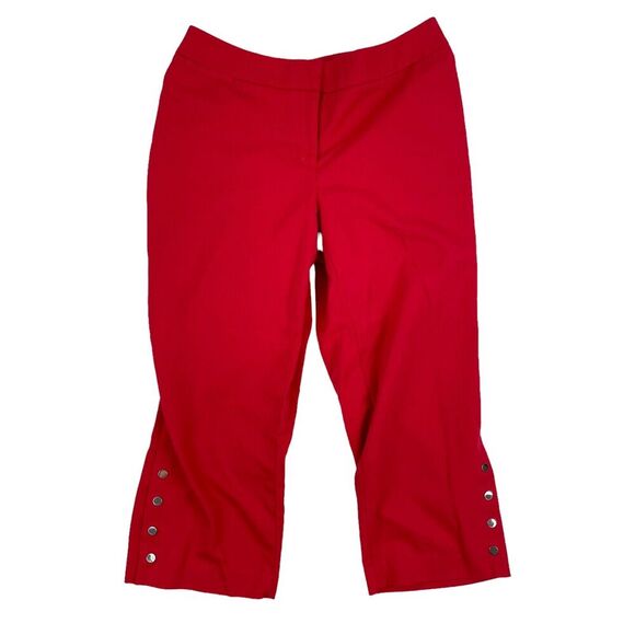 Rafaella Curvy Size 4 Coral Capri Cropped Pants Button Detail Stretch - Picture 1 of 7
